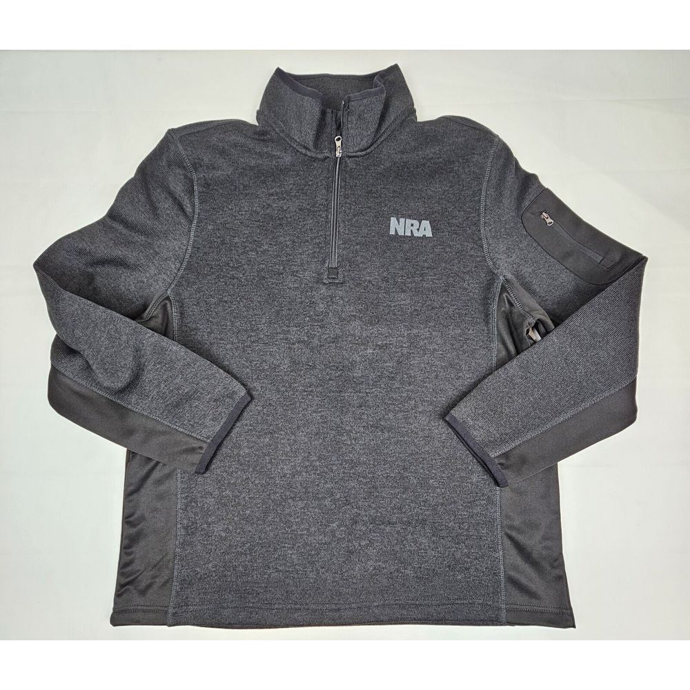 NRA Jacket Pullover Mens Size‎ XL. 1/4 Zip Fleece Inside Gray/Black.